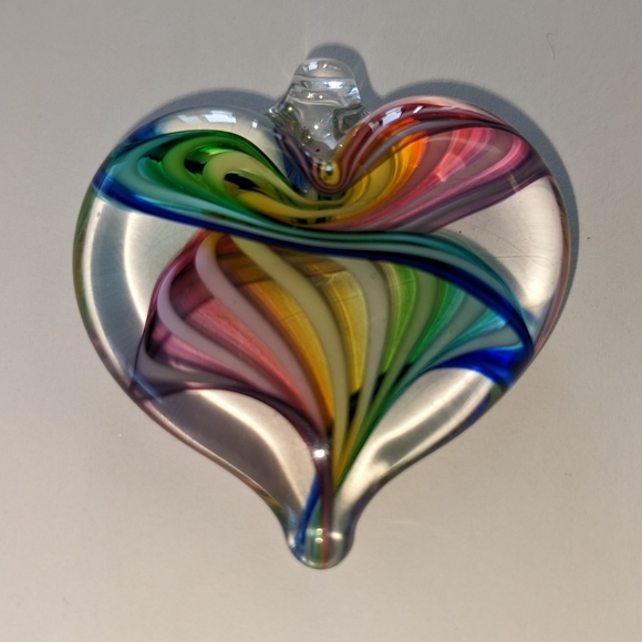 VTG RAINBOW SWIRL LAMP WORK GLASS PENDANT - Picture 3 of 8